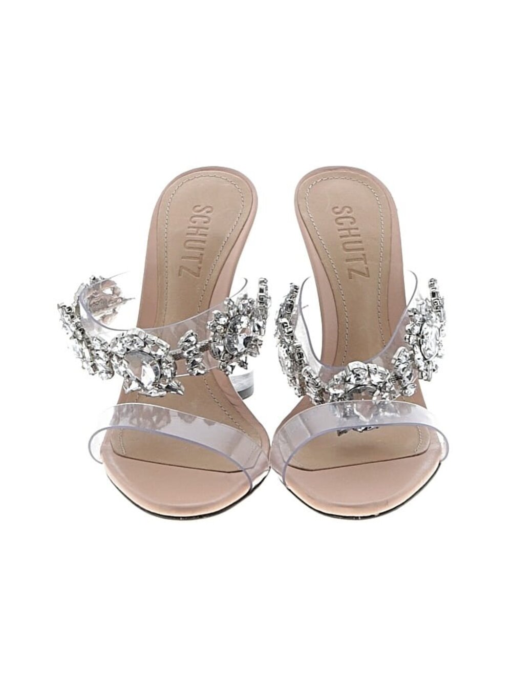SCHUTZ Y2K Crystal Embellishment Heels Translucent PVC Wedding Bridal Cocktail - Picture 2 of 3